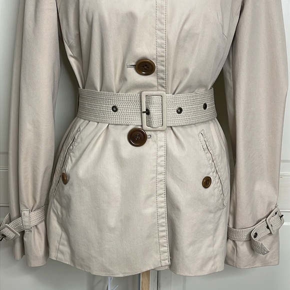 J. Crew Women’s Utility Belted Button Down Short Trench Coat Jacket Tan Size 4 - Picture 3 of 16